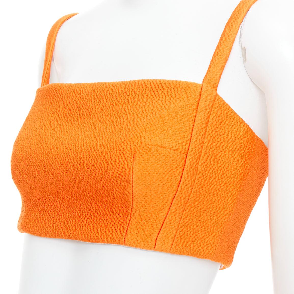 EMILIA WICKSTEAD orange darted panelled crop top pencil skirt set UK8 S For Sale 1