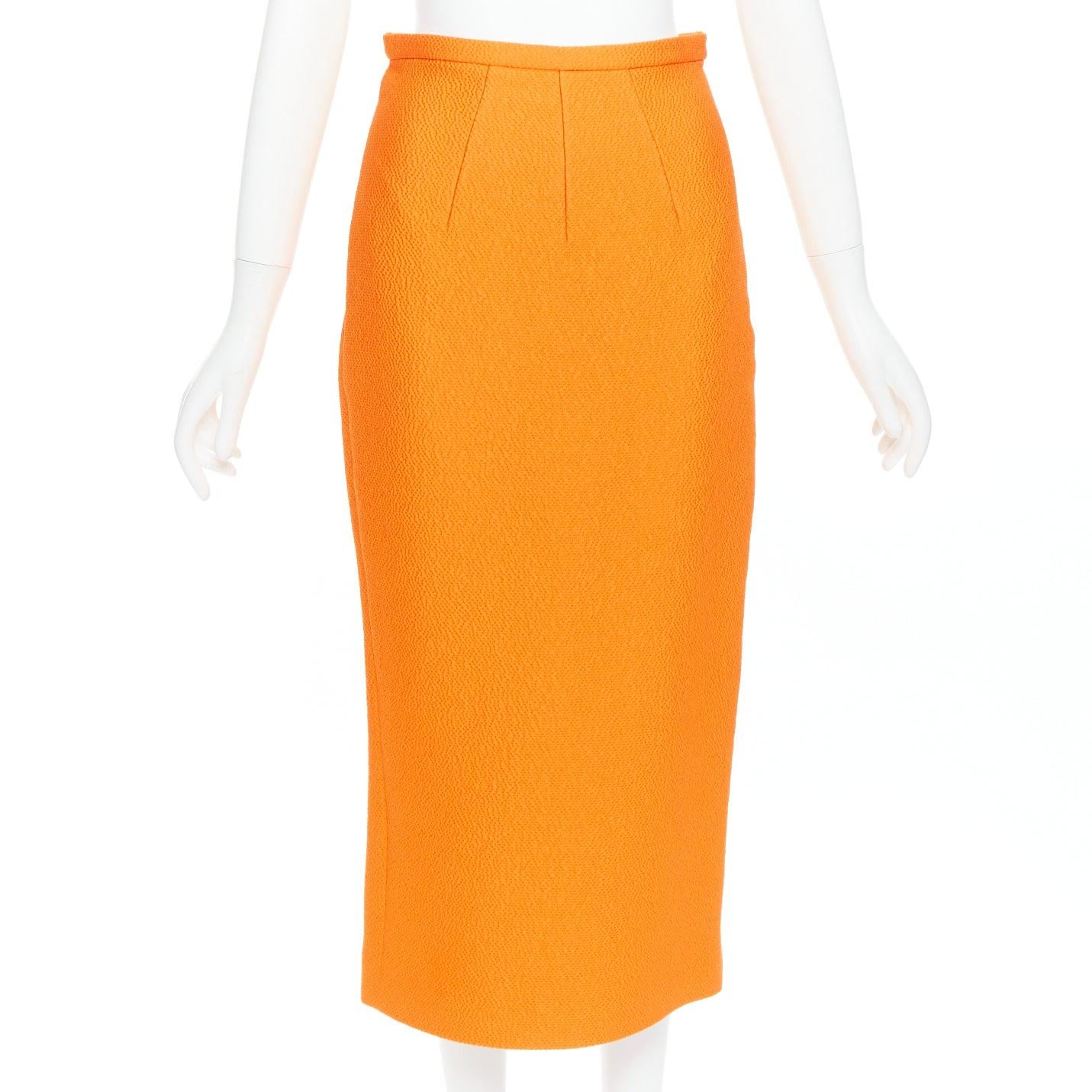 EMILIA WICKSTEAD orange darted panelled crop top pencil skirt set UK8 S For Sale 2