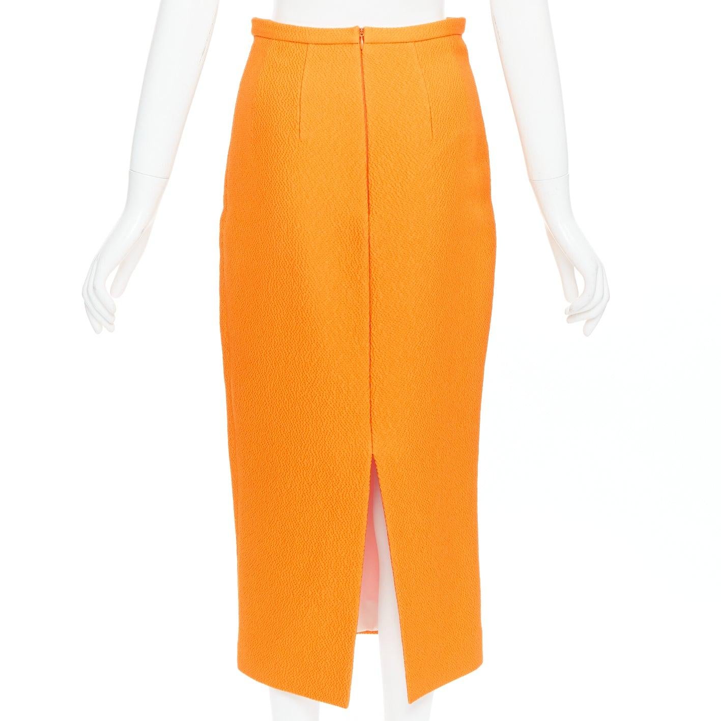 EMILIA WICKSTEAD orange darted panelled crop top pencil skirt set UK8 S For Sale 3