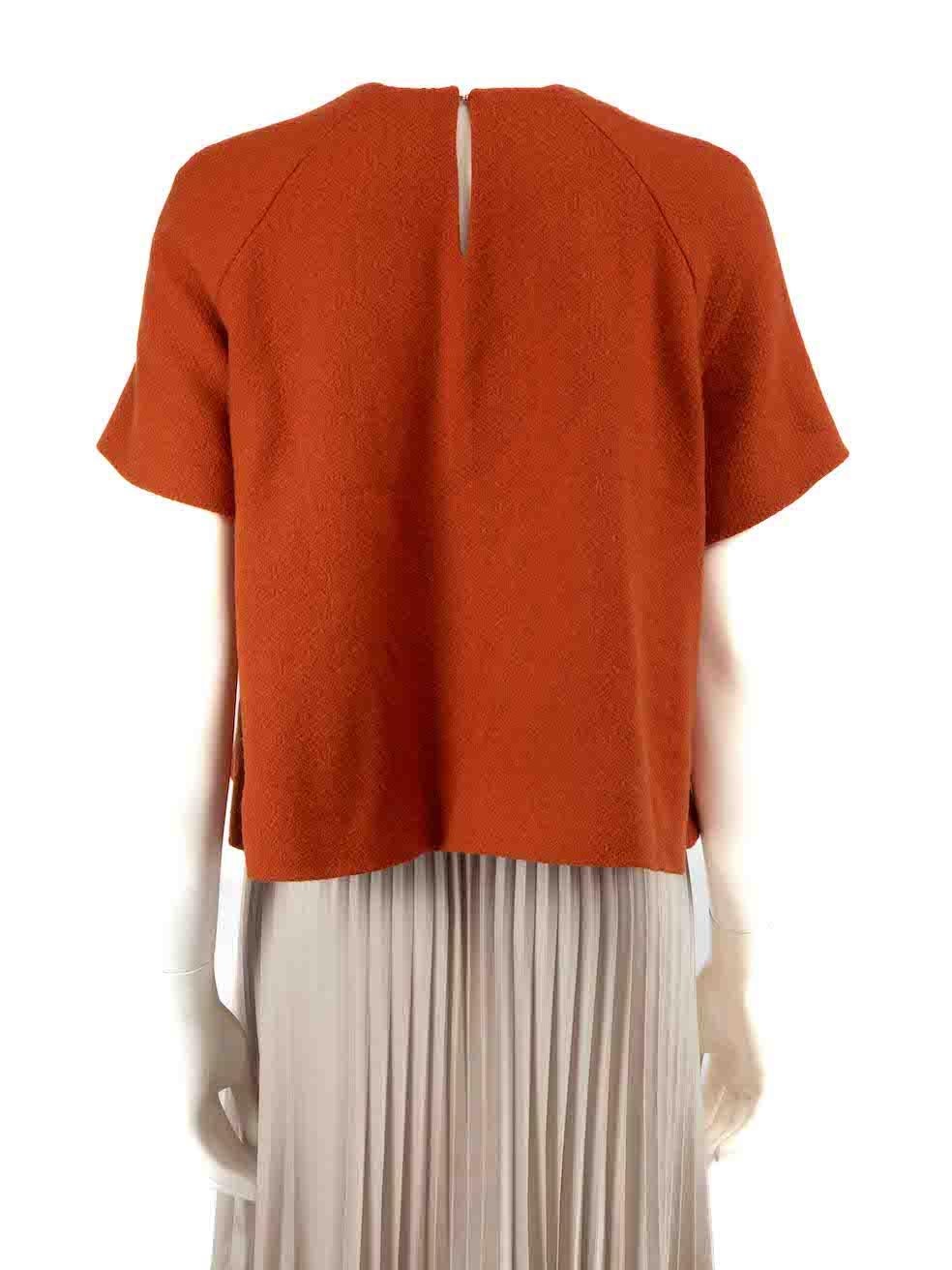Emilia Wickstead Orange Wool Round Neck Top Size L In New Condition For Sale In London, GB