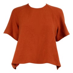 Emilia Wickstead Orange Wolle Rundhalsausschnitt Top Größe L