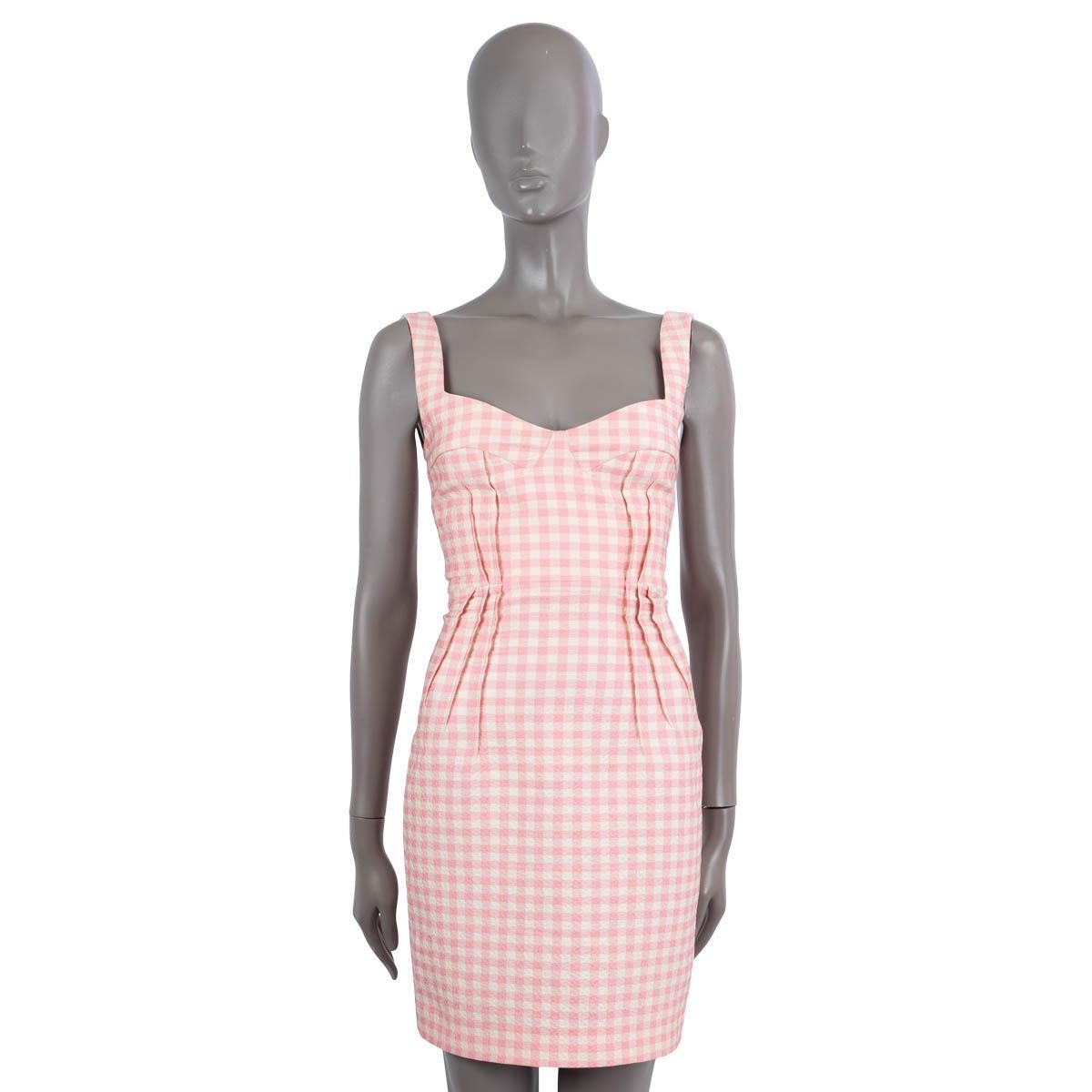 Beige EMILIA WICKSTEAD pink SEERSUCKER GINGHAM SLEEVELESS SHORT Dress 6 XXS For Sale