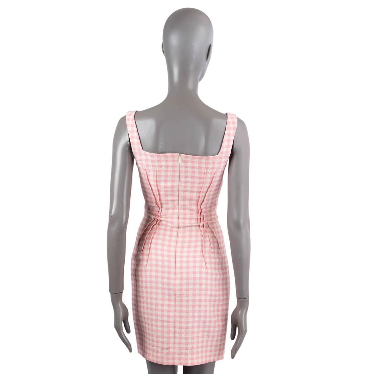 Women's EMILIA WICKSTEAD pink SEERSUCKER GINGHAM SLEEVELESS SHORT Dress 6 XXS For Sale
