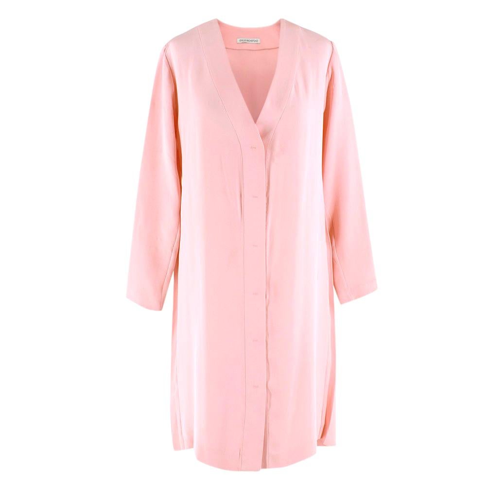 Emilia Wickstead Pink Silk Shirt Dress - estimated size XS For Sale