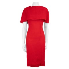 Emilia Wickstead Vestido ajustado con capa de cuadros rojos Talla S