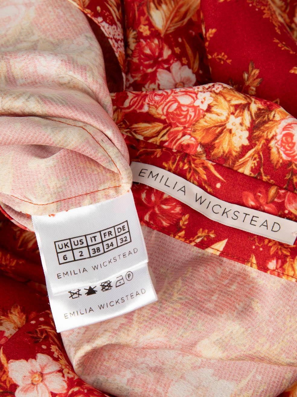 De las mujeres Emilia Wickstead Camisa Floral Roja Manga Larga Talla XS en venta