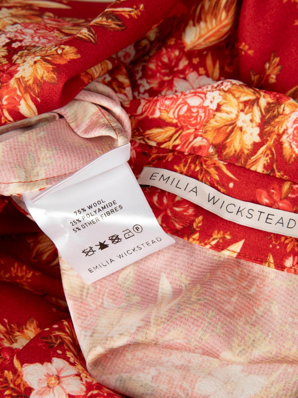 Emilia Wickstead Red Floral Long Sleeve Shirt Size XS For Sale 1