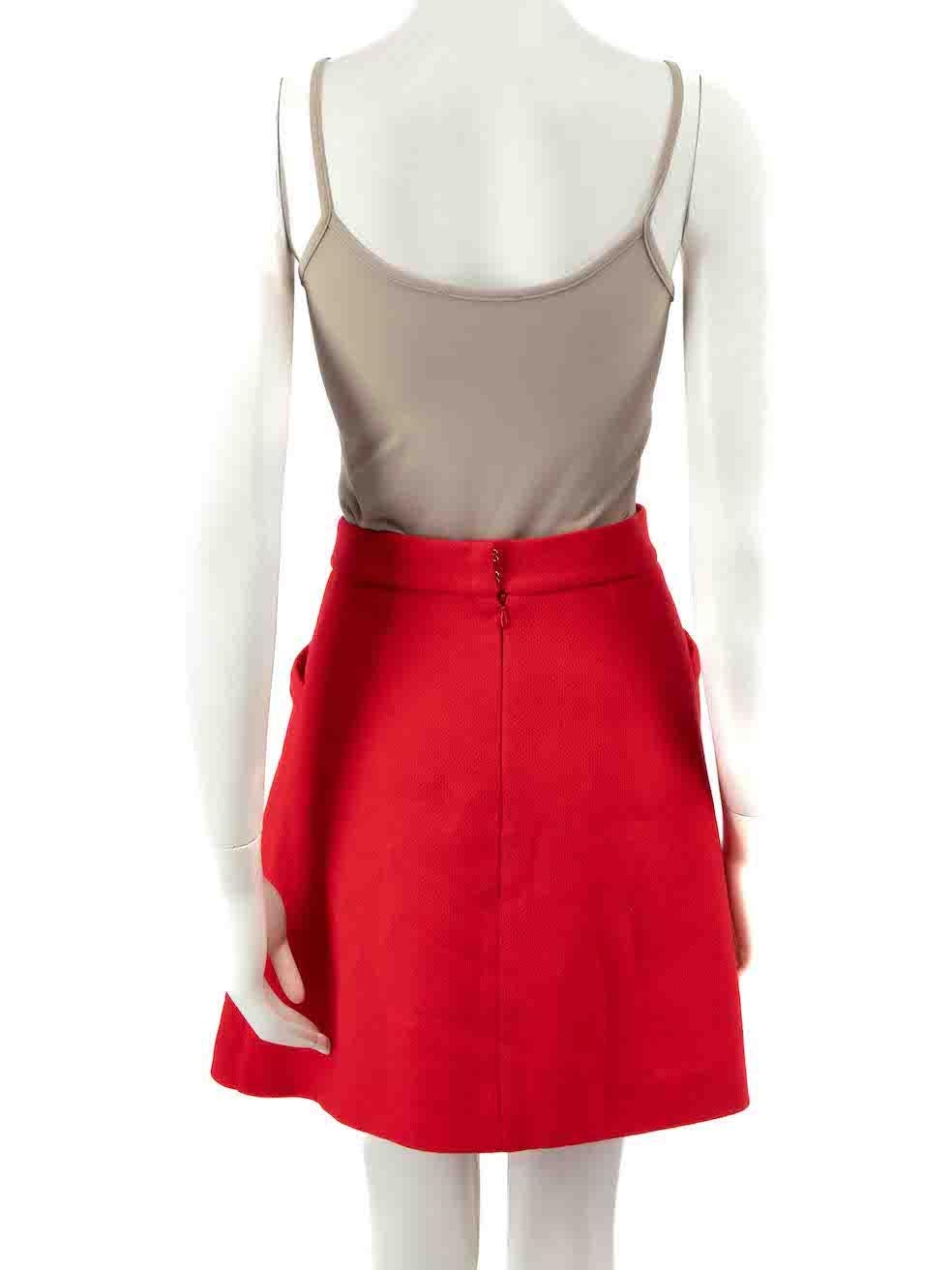 Emilia Wickstead Red Front Pleated Mini Skirt Size M In Good Condition For Sale In London, GB