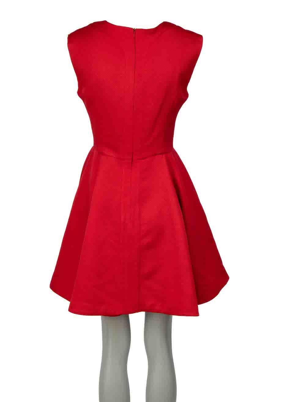 Emilia Wickstead Red Textured Mini Dress Size M In Excellent Condition For Sale In London, GB