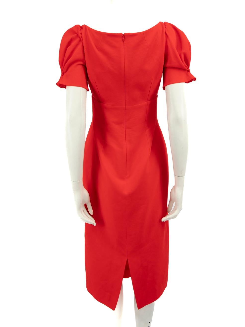 Emilia Wickstead Red V Neck Midi Dress Size M In Good Condition In London, GB