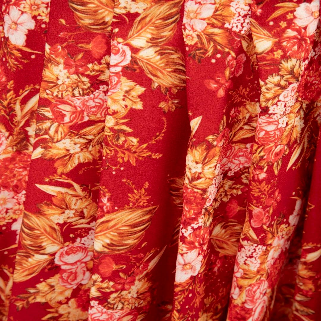 Women's Emilia Wickstead Red Wool Floral Pleated Skirt Size M