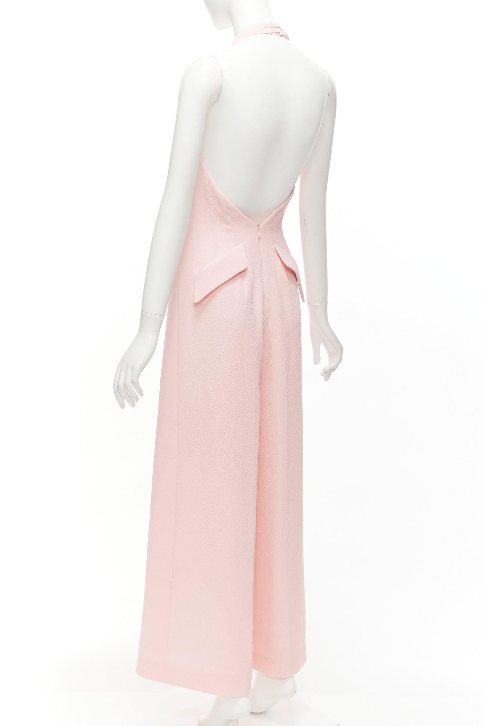 EMILIA WICKSTEAD Sabryn pink pleated front flap back halter wide jumpsuit UK8 S
Reference: LNKO/A02333
Brand: Emilia Wickstead
Model: Sabryn
Material: Polyester, Blend
Color: Pink
Pattern: Solid
Closure: Zip
Lining: White Fabric
Extra Details: