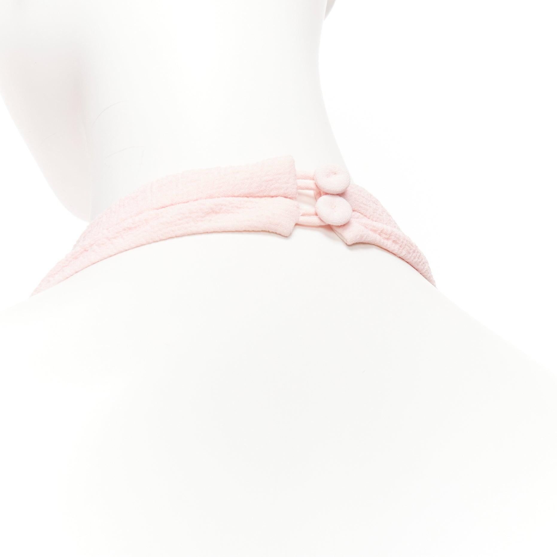 EMILIA WICKSTEAD Sabryn pink pleated front flap back halter wide jumpsuit UK8 S For Sale 3