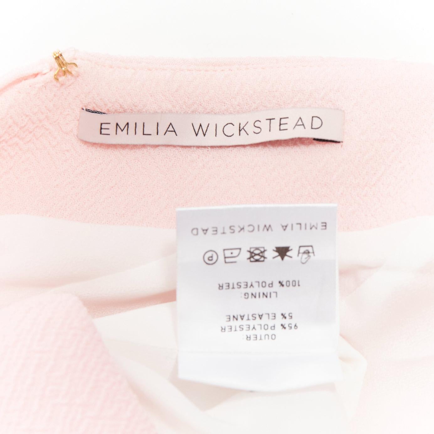 EMILIA WICKSTEAD Sabryn pink pleated front flap back halter wide jumpsuit UK8 S For Sale 3