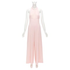 EMILIA WICKSTEAD Sabryn rosa plissiert vorne Klappe hinten Halfter weit Jumpsuit UK8 S
