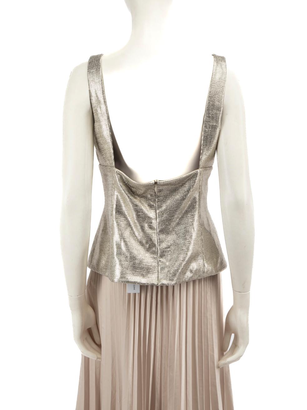Beige Emilia Wickstead Silver Metallic Tank Top Size XL For Sale