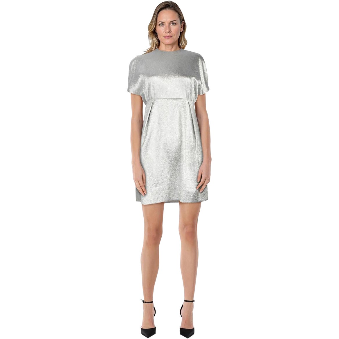 Emilia Wickstead Silver Short Sleeve Mini Dress Size XS en vente