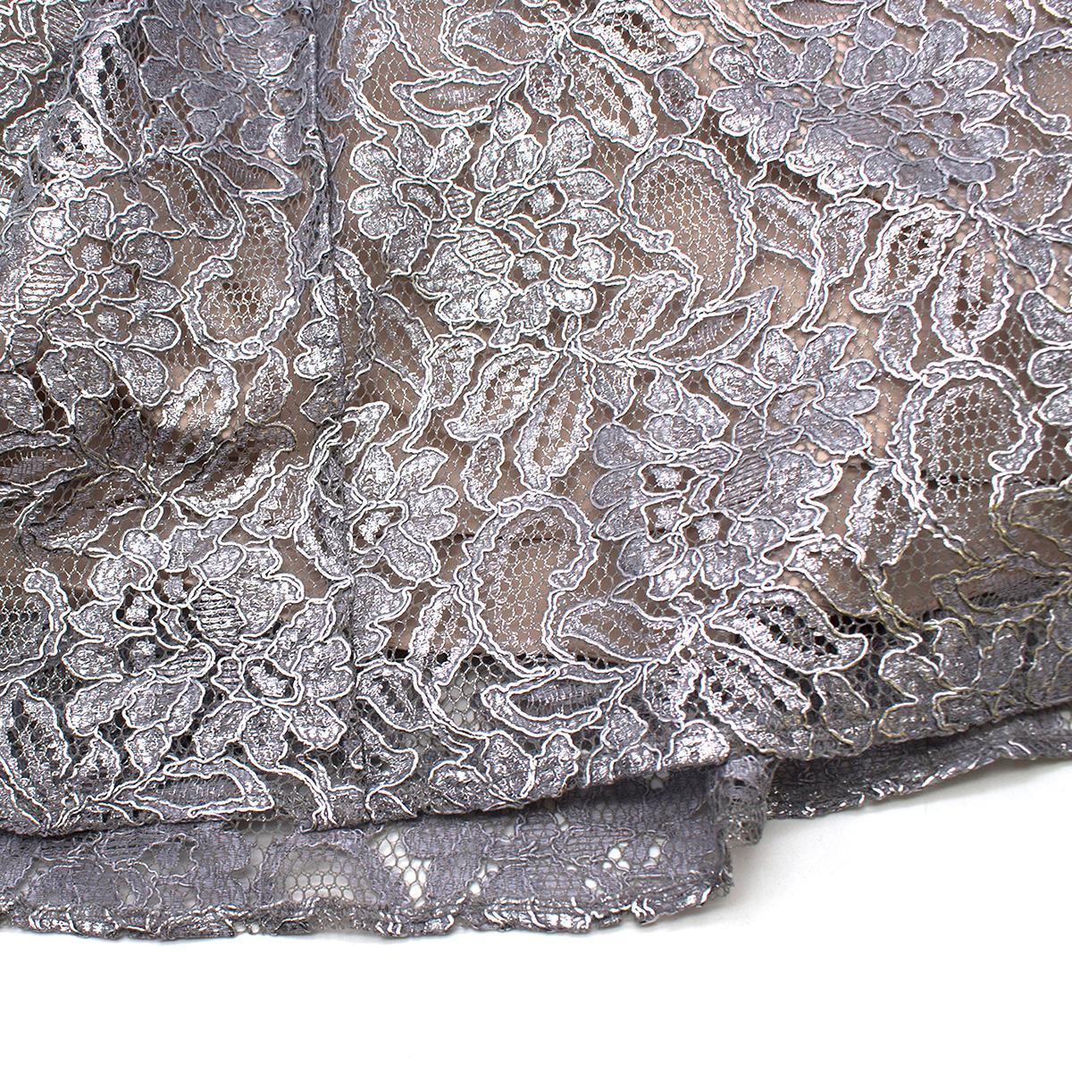 Women's Emilia Wickstead sleeveless silver lace gown US 10