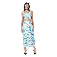 Emilia Wickstead White & Blue Patterned Top & Skirt Set Size L