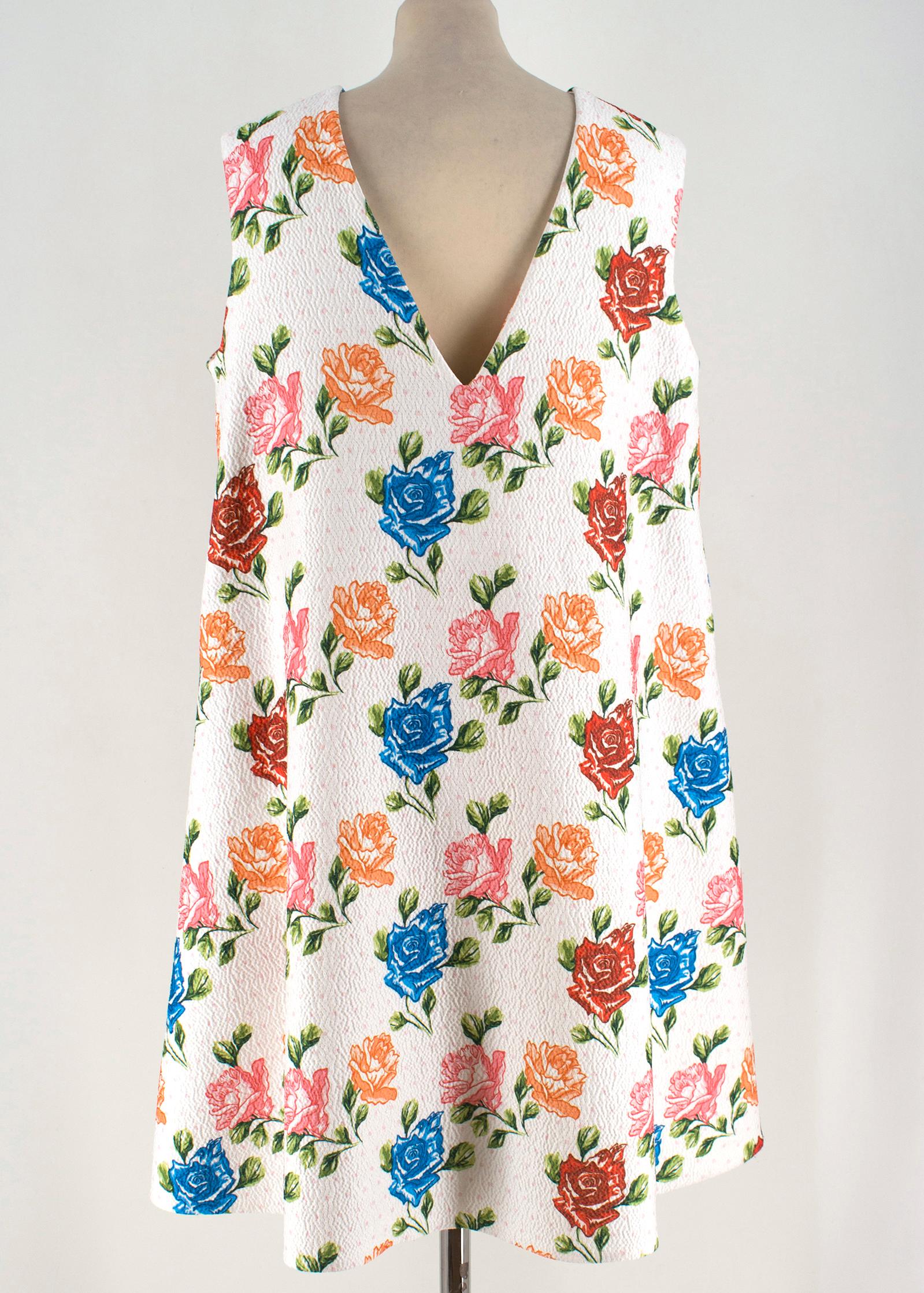 Emilia Wickstead White Floral Shift Dress UK 10 In Excellent Condition In London, GB