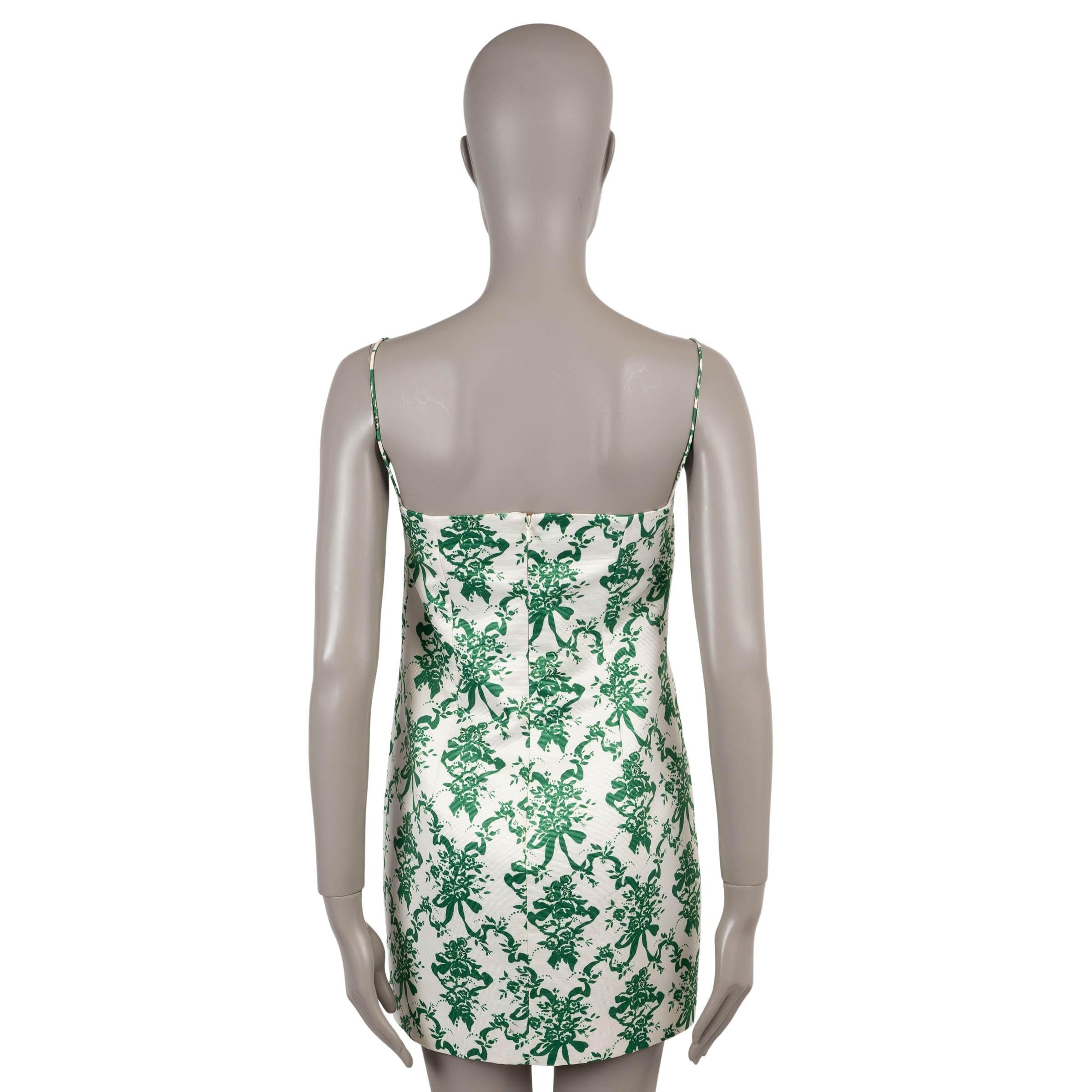 EMILIA WICKSTEAD blanco verde poliéster 2020 MIU FLORAL FAILLE MINI Vestido UK8 XS Gris en venta