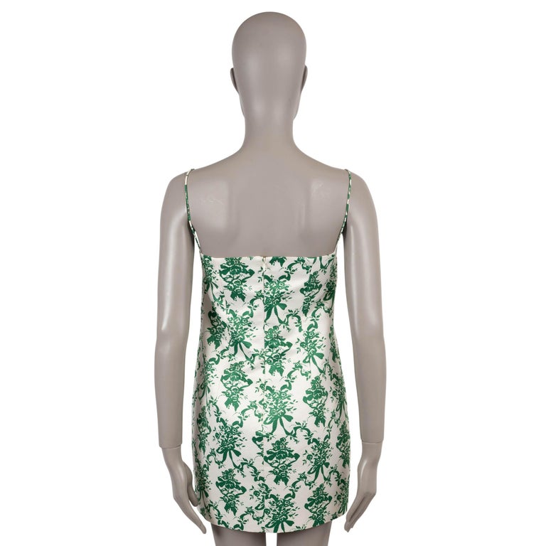 Emilia Wickstead White Green Polyester 2020 Miu Floral Faille Mini Dress UK8 Xs