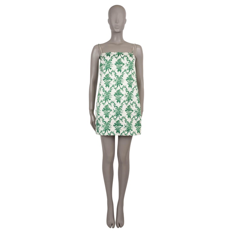 Emilia Wickstead White Green Polyester 2020 Miu Floral Faille Mini Dress UK8 Xs