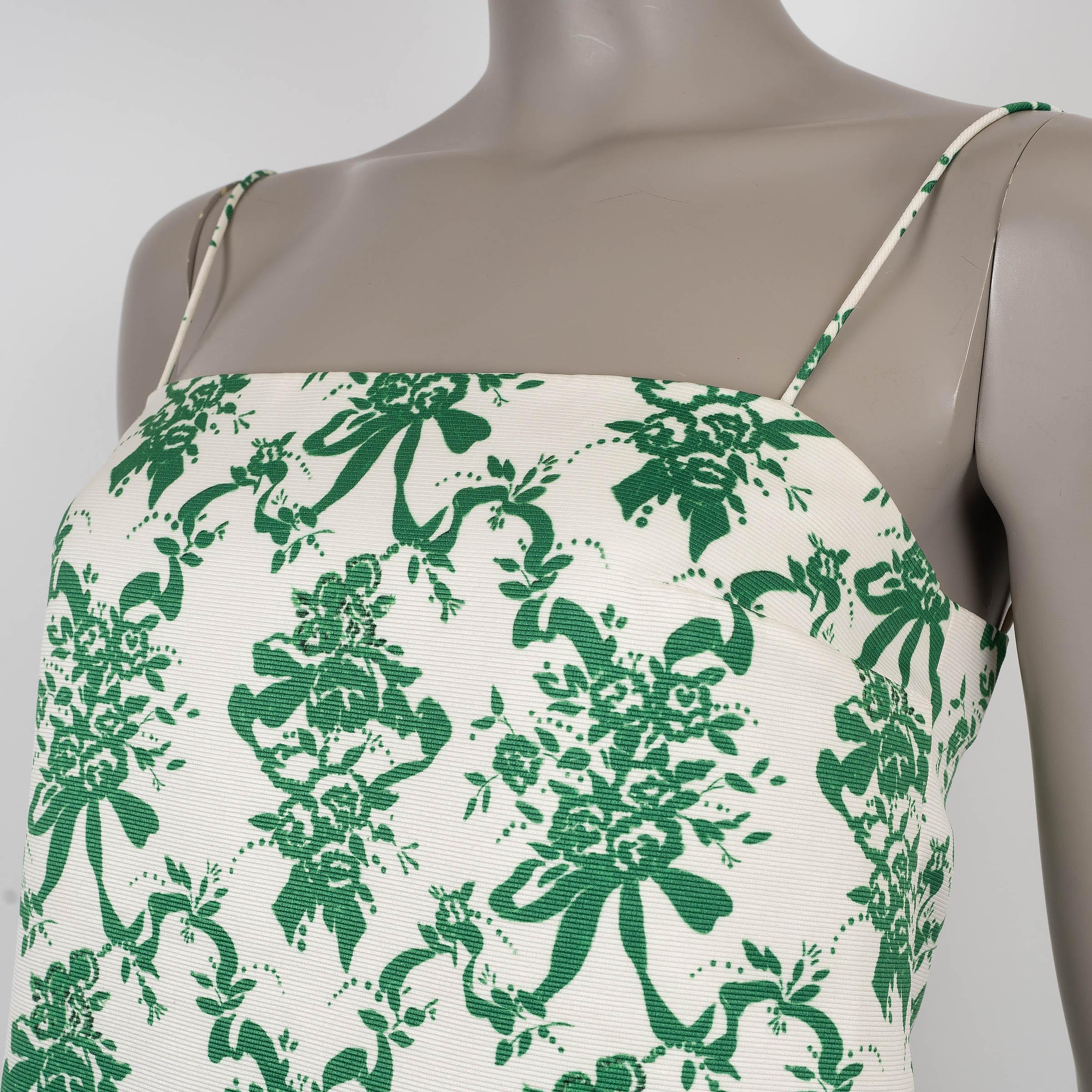 De las mujeres EMILIA WICKSTEAD blanco verde poliéster 2020 MIU FLORAL FAILLE MINI Vestido UK8 XS en venta