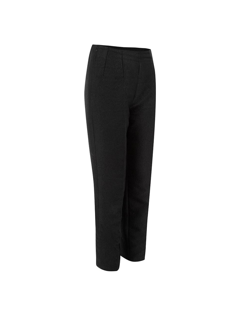 CONDITION is Very good. Minimal wear to trousers is evident. Minimal wear and pilling to the oute fabric on this used Emilia Wickstead designer resale item.   Details  Black Synthetic Straight leg trousers Mid rise Textured Back zip closure  
