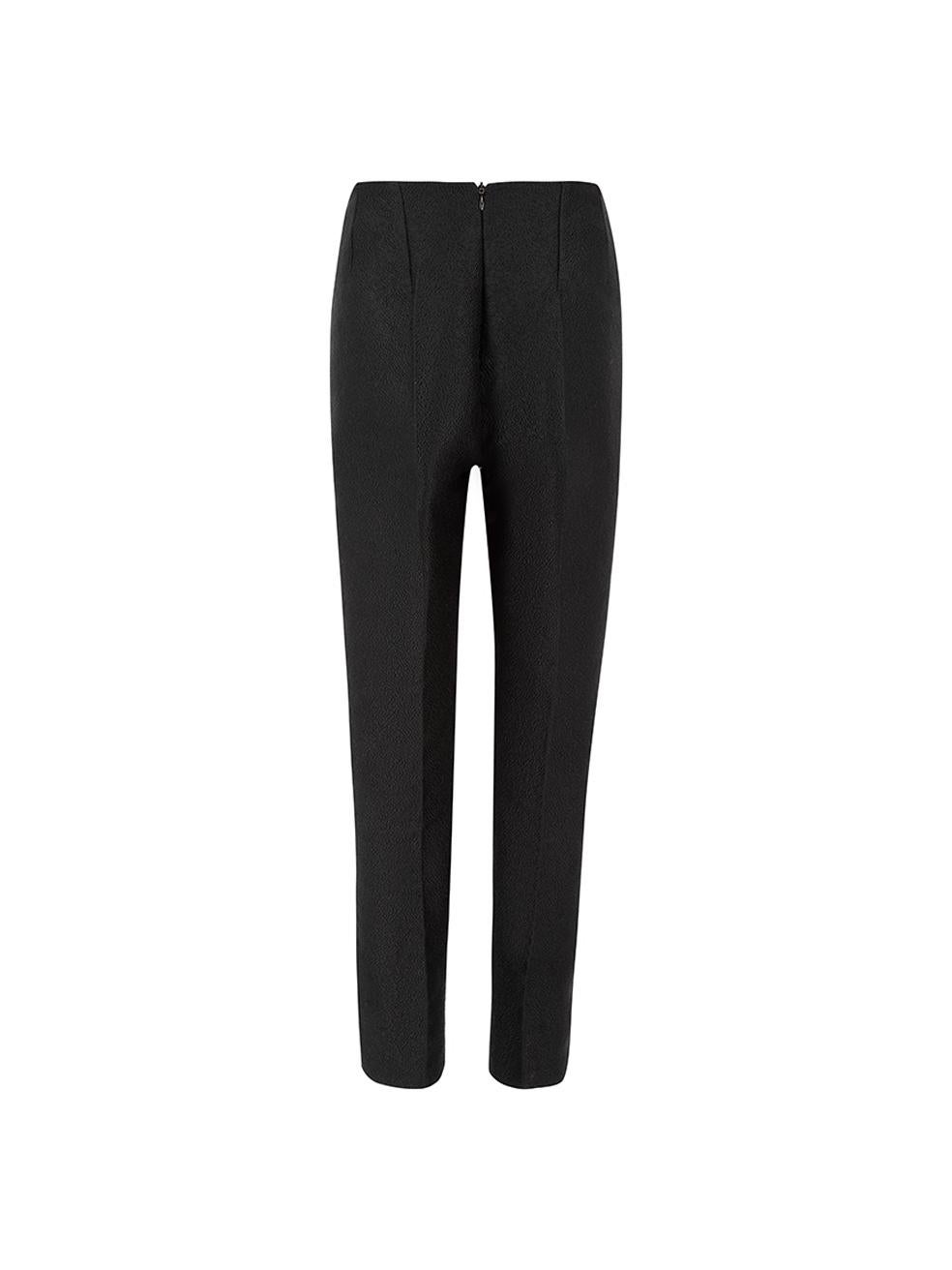 Emilia Wickstead Women's Black Textured Straight Leg Trousers In Excellent Condition For Sale In London, GB