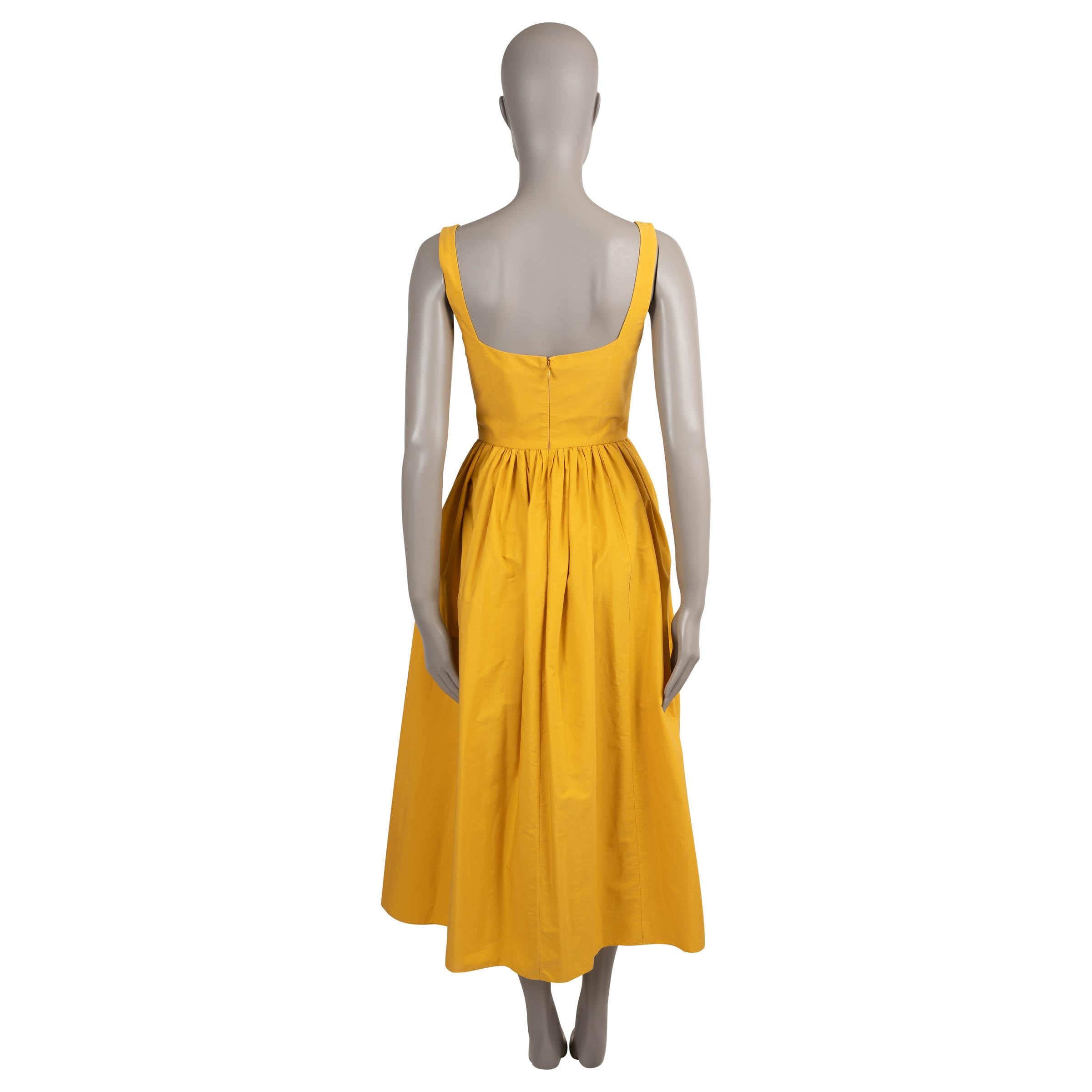 Yellow EMILIA WICKSTEAD yellow cotton TERRY PLEATED TWILL MIDI Dress UK8 XS For Sale