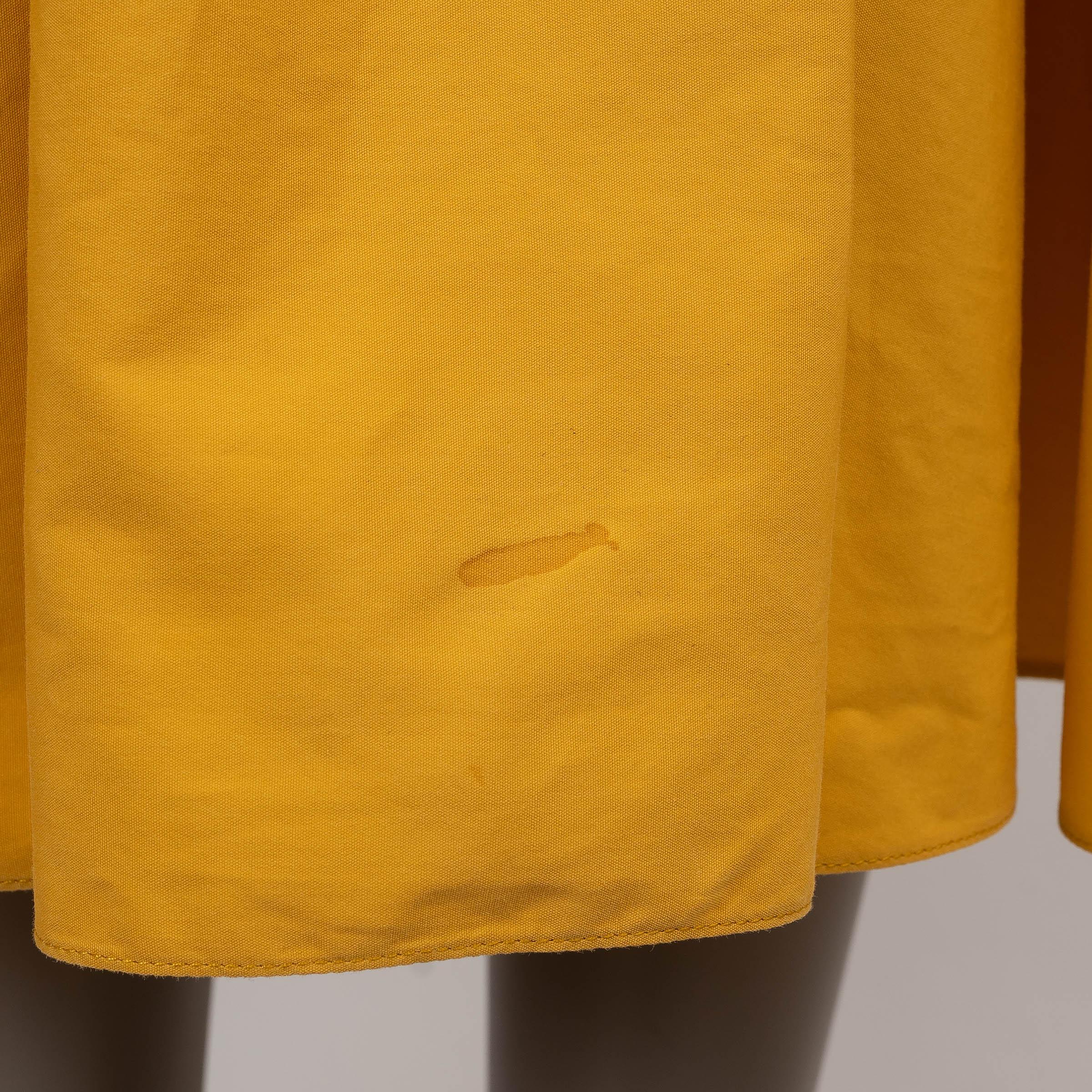 Women's EMILIA WICKSTEAD yellow cotton TERRY PLEATED TWILL MIDI Dress UK8 XS For Sale