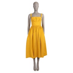 EMILIA WICKSTEAD yellow cotton TERRY PLEATED TWILL MIDI Dress UK8 XS