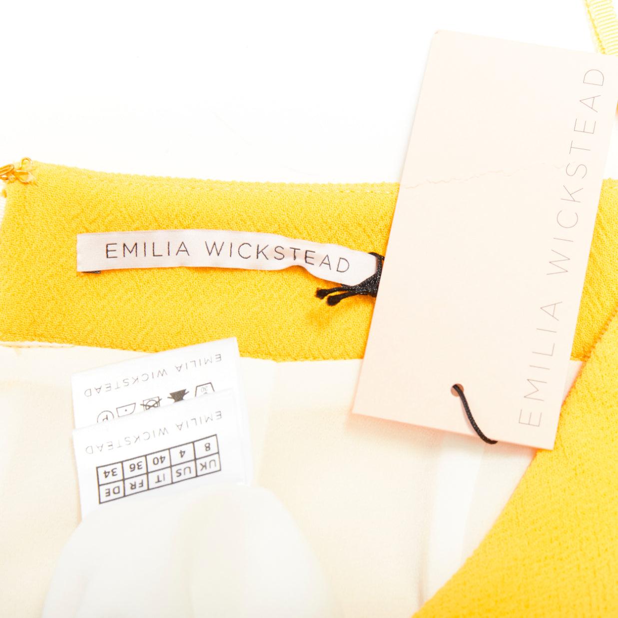 EMILIA WICKSTEAD falda lápiz amarilla de crepé de cintura alta con pinzas UK8 S en venta 3