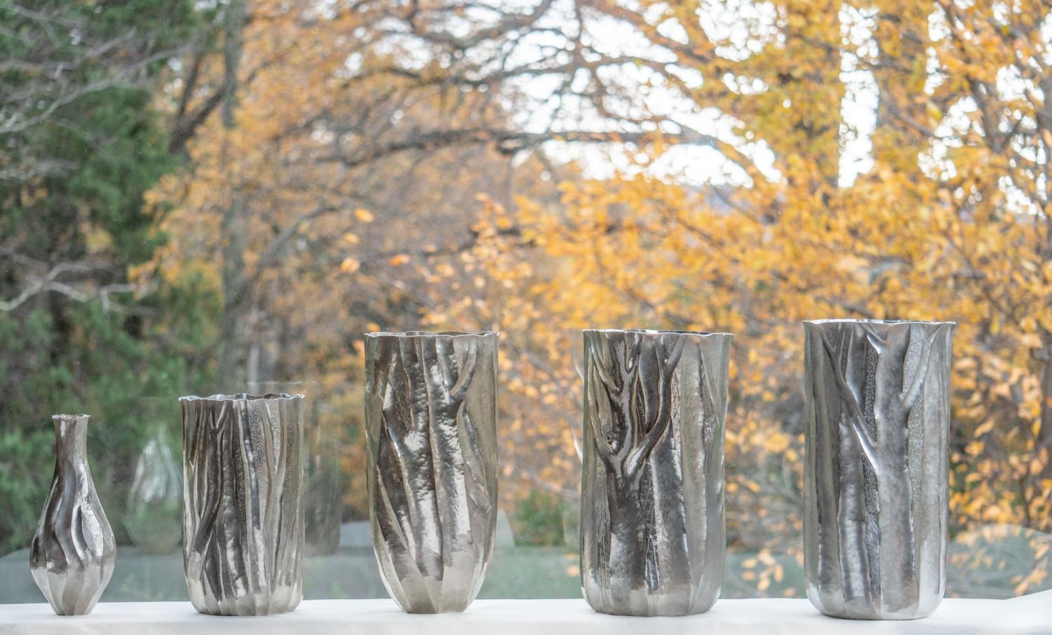 Argentine Emiliano Céliz, Flores y Pellines, No. 201, Silver Plated Vase, Argentina, 2020