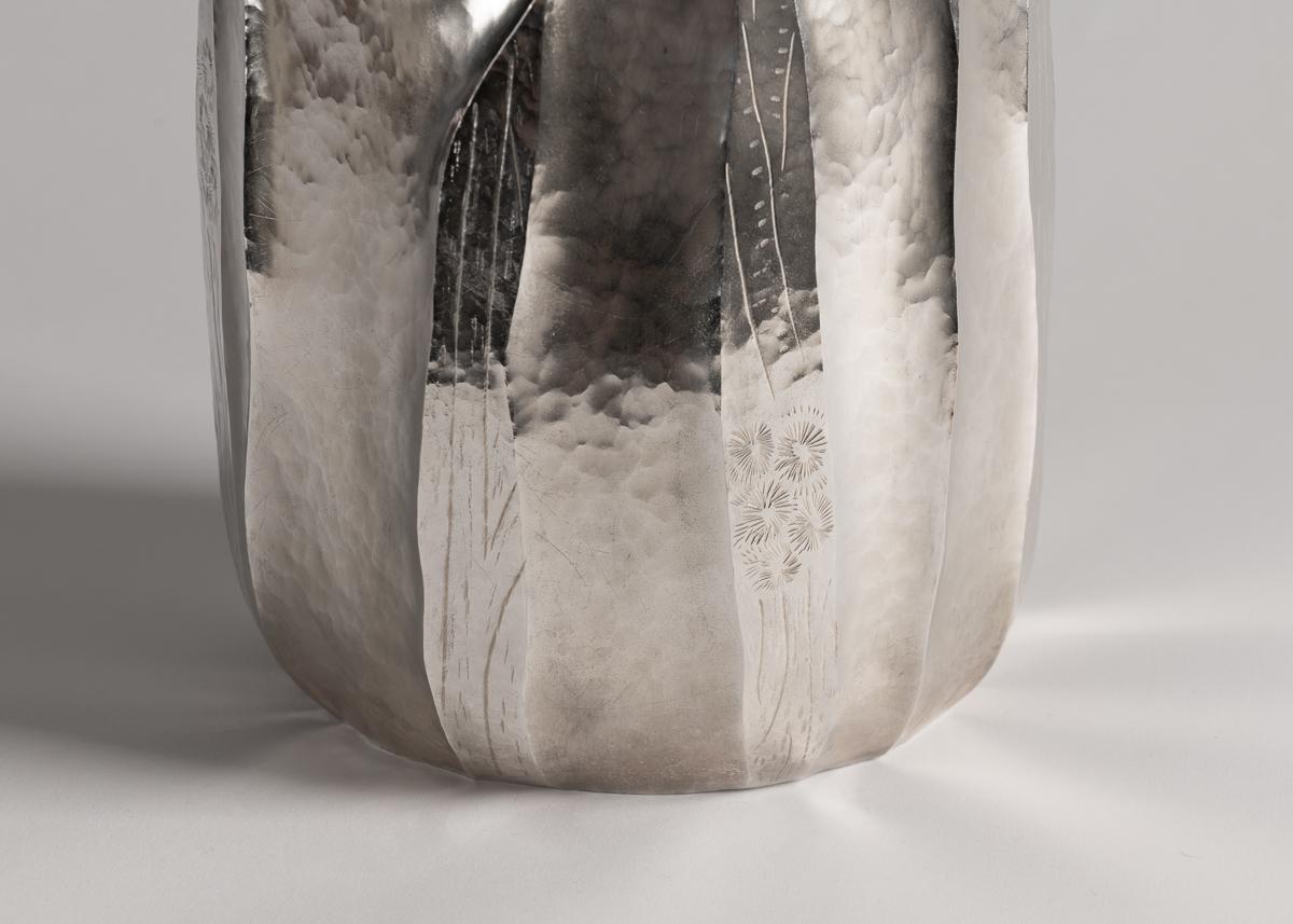 Contemporary Emiliano Céliz, Flores y Pellines, No. 201, Silver Plated Vase, Argentina, 2020