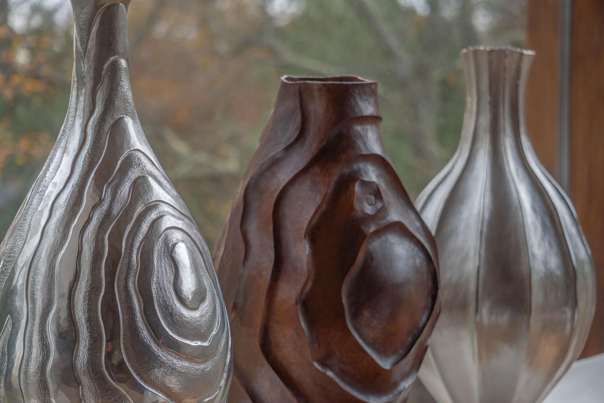 Argentine Emiliano Céliz, Leaves XVII, Silver Plated Vase, Argentina, 2020