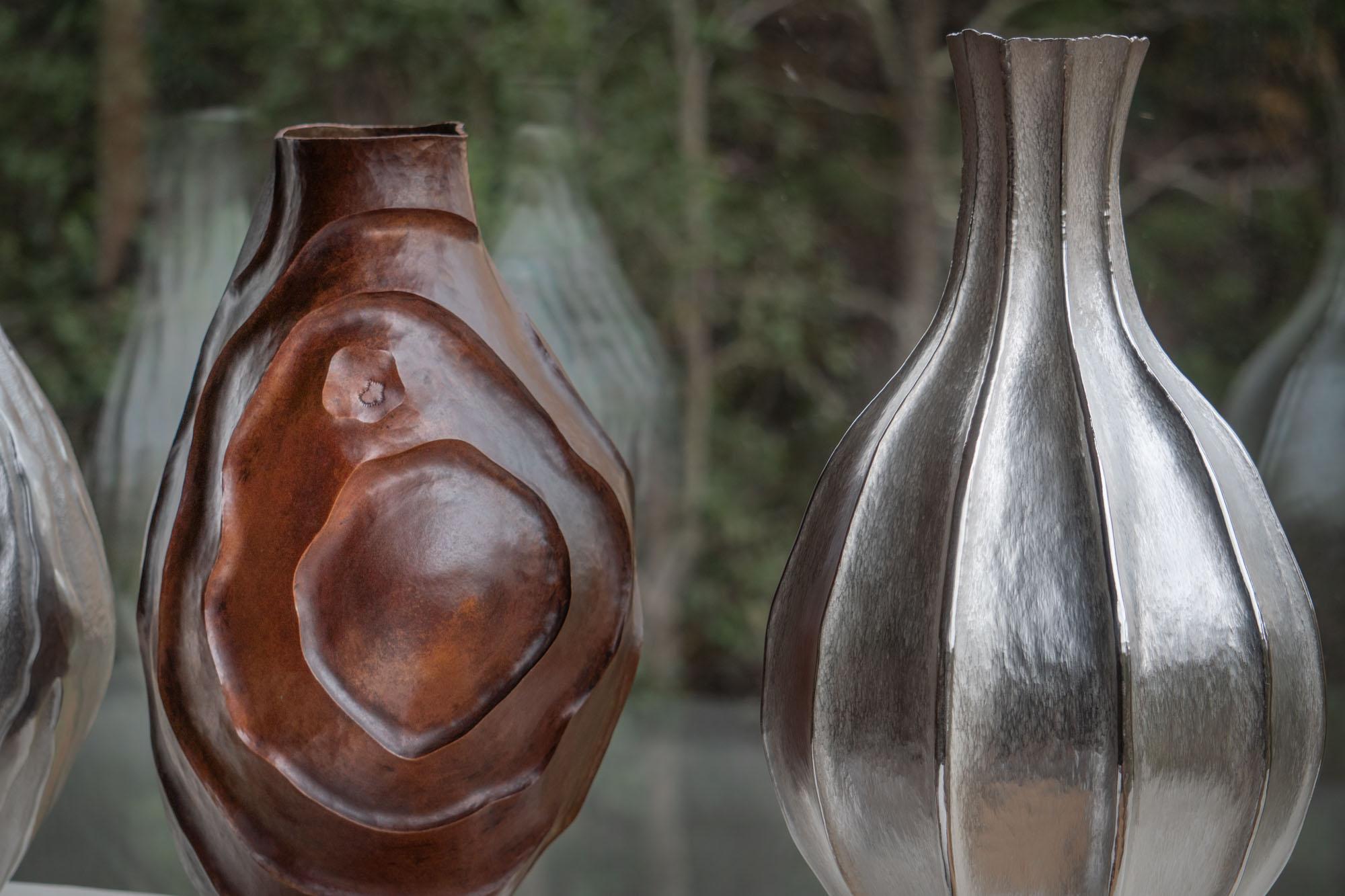 Silvered Emiliano Céliz, Leaves XVII, Silver Plated Vase, Argentina, 2020