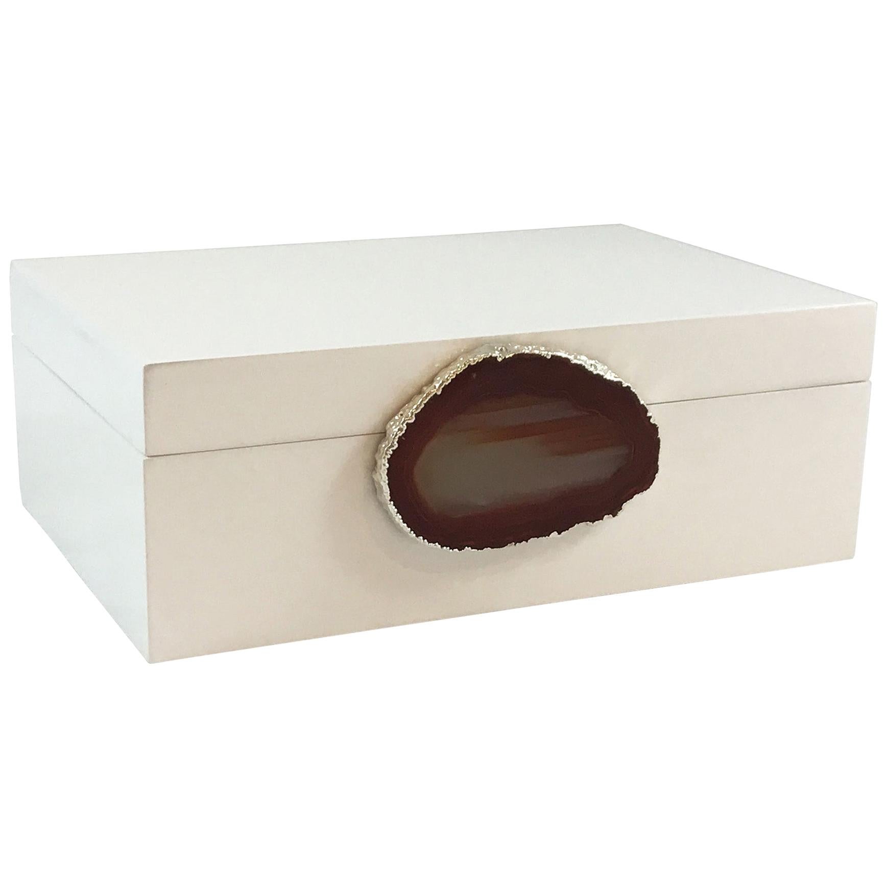 Emiliano Large Agate Box in White and Natural Stone by CuratedKravet