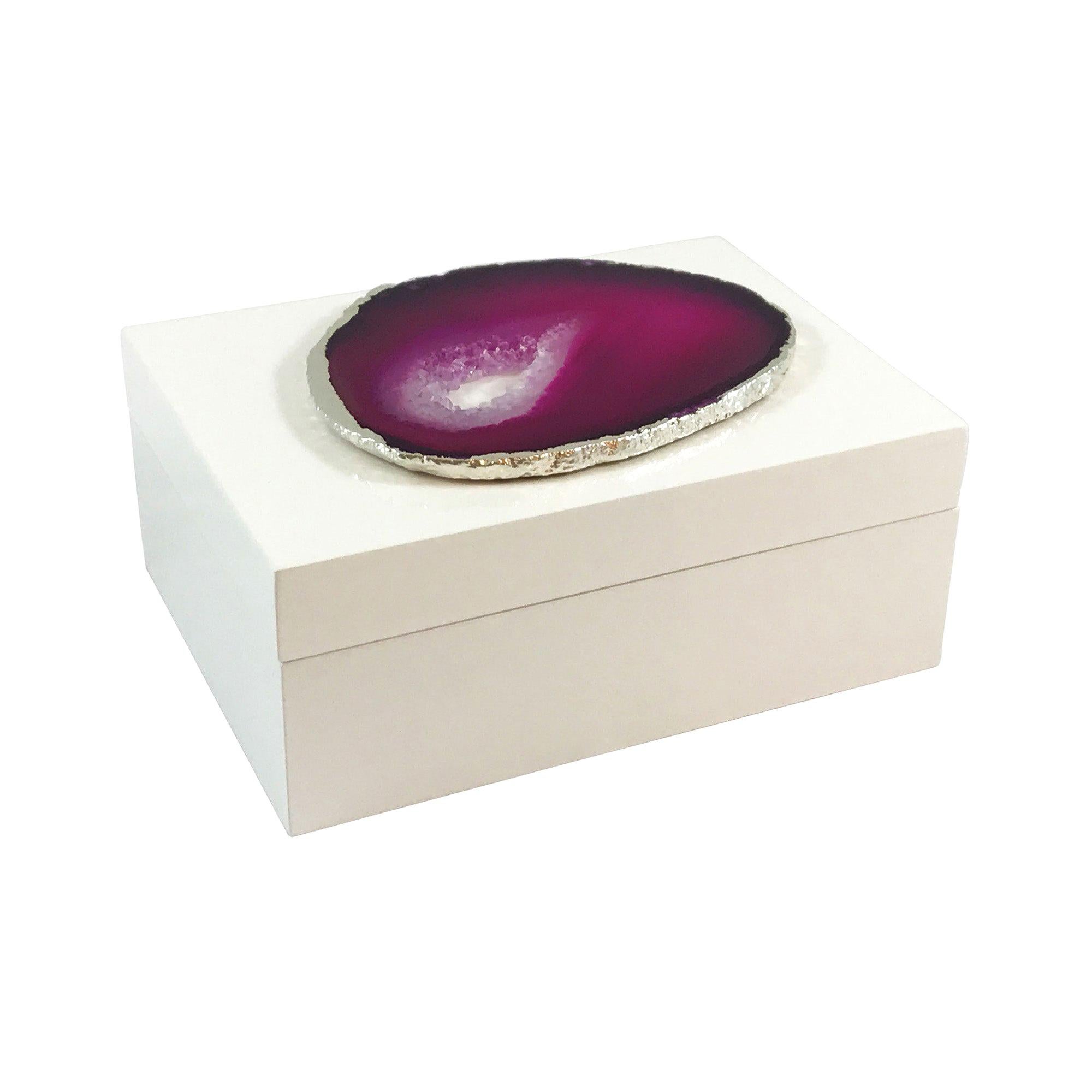 Emiliano Small Agate Box in White and Pink by CuratedKravet