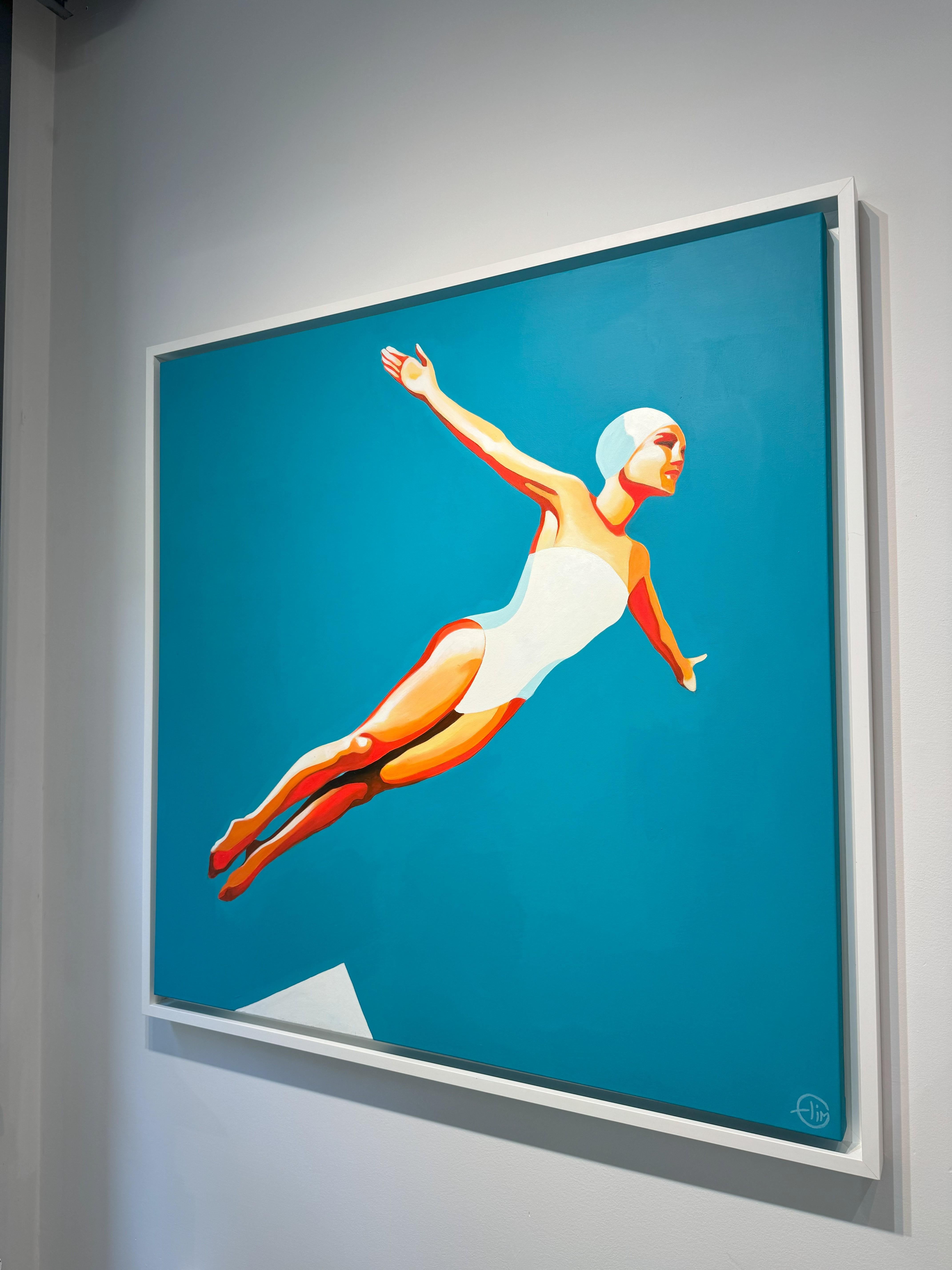 Schwebend (Blau), Figurative Painting, von Emilie Arnoux