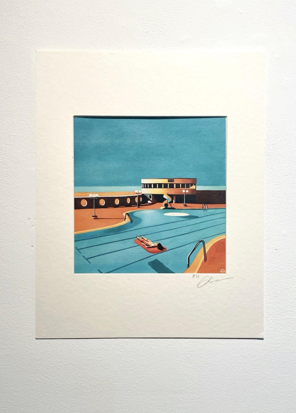 Emilie Arnoux Figurative Print – Pool von Trouville, Shhh...