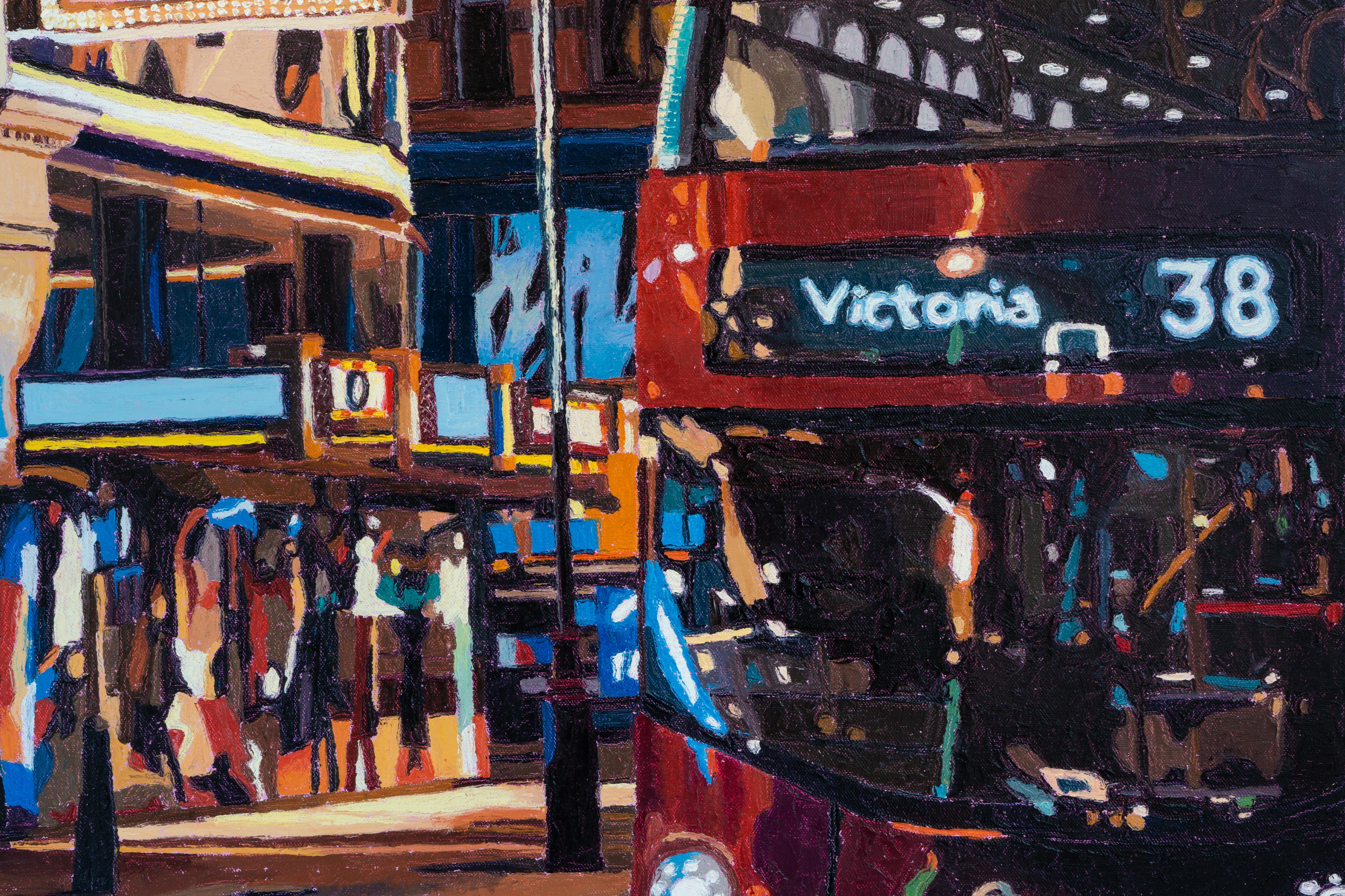 Il West End - paesaggio architettonico di Londra originale e realistico dipinto ad olio - Painting di Emilie Fantuz