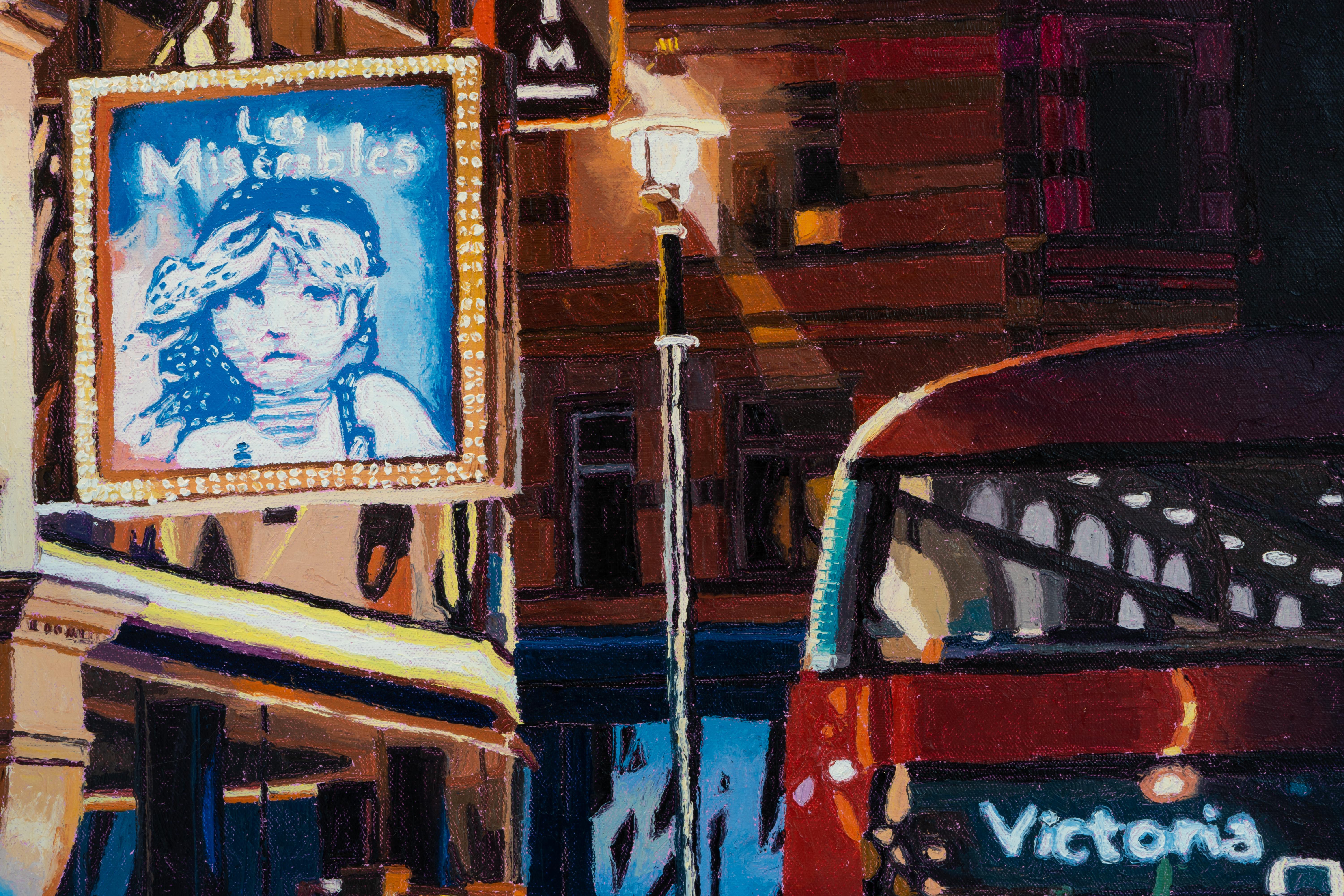 Il West End - paesaggio architettonico di Londra originale e realistico dipinto ad olio - Painting Realismo americano di Emilie Fantuz