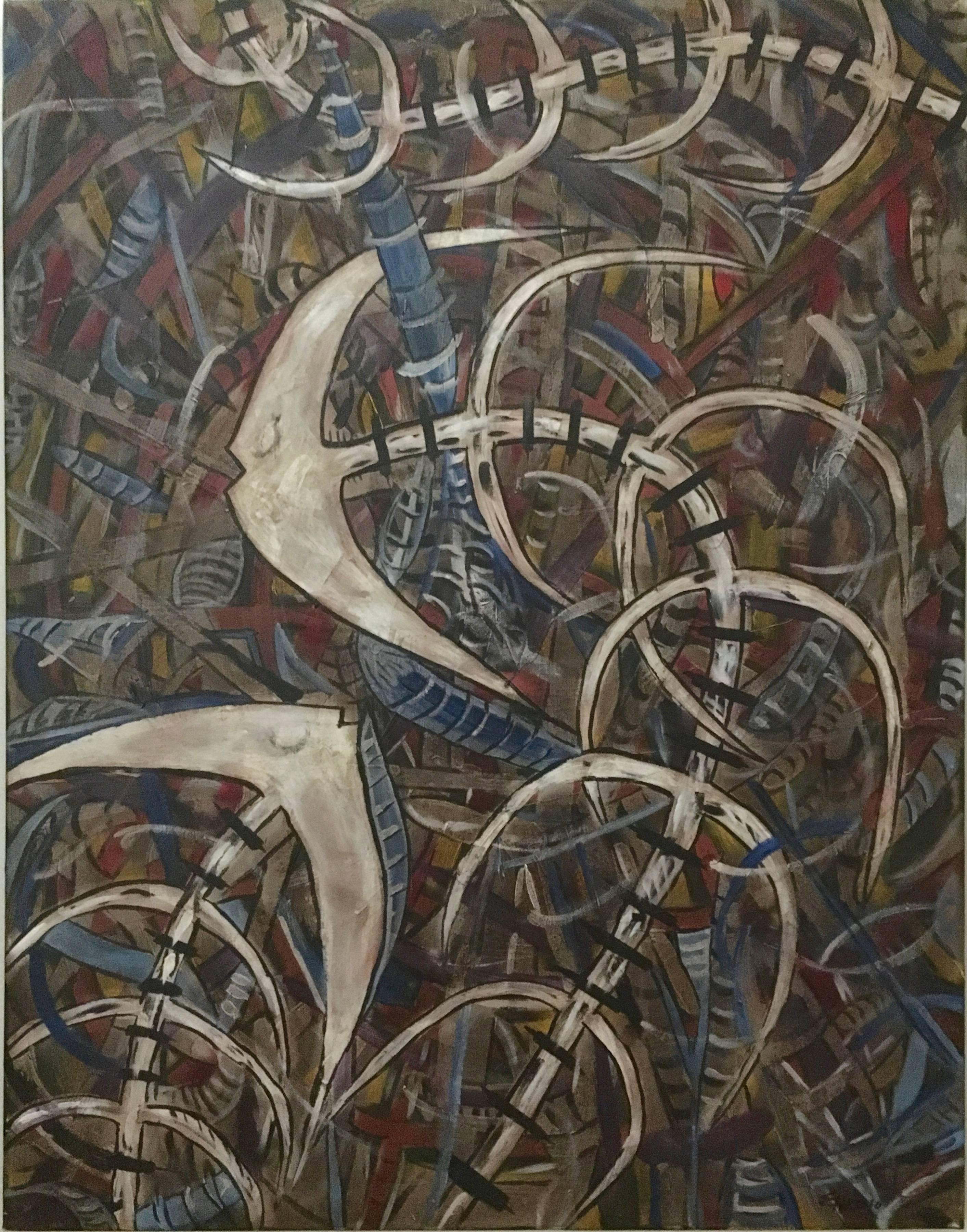 Emilio Adan Martinez Abstract Painting - Cuban Artist Emilio Martinez Untitled 1