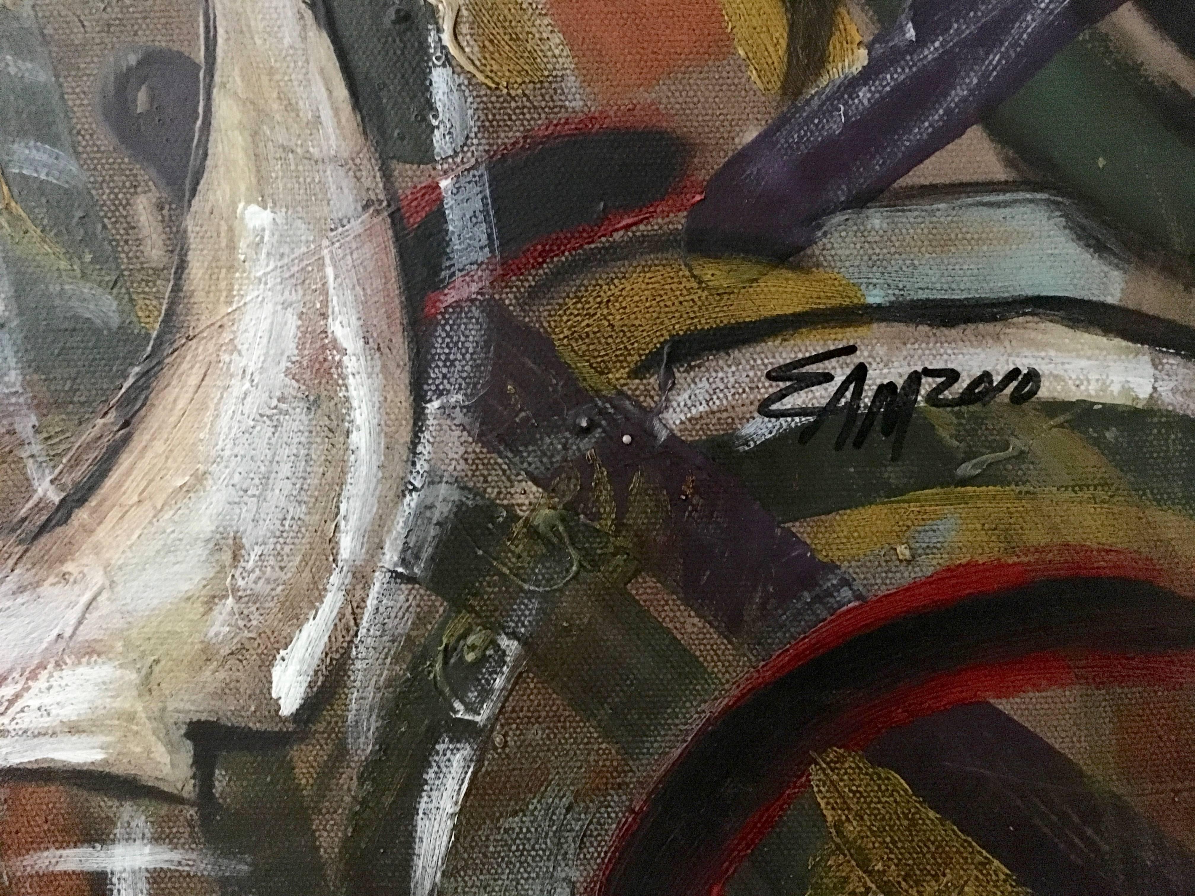 L'artiste cubain Emilio Martinez Sans titre - Noir Animal Painting par Emilio Adan Martinez