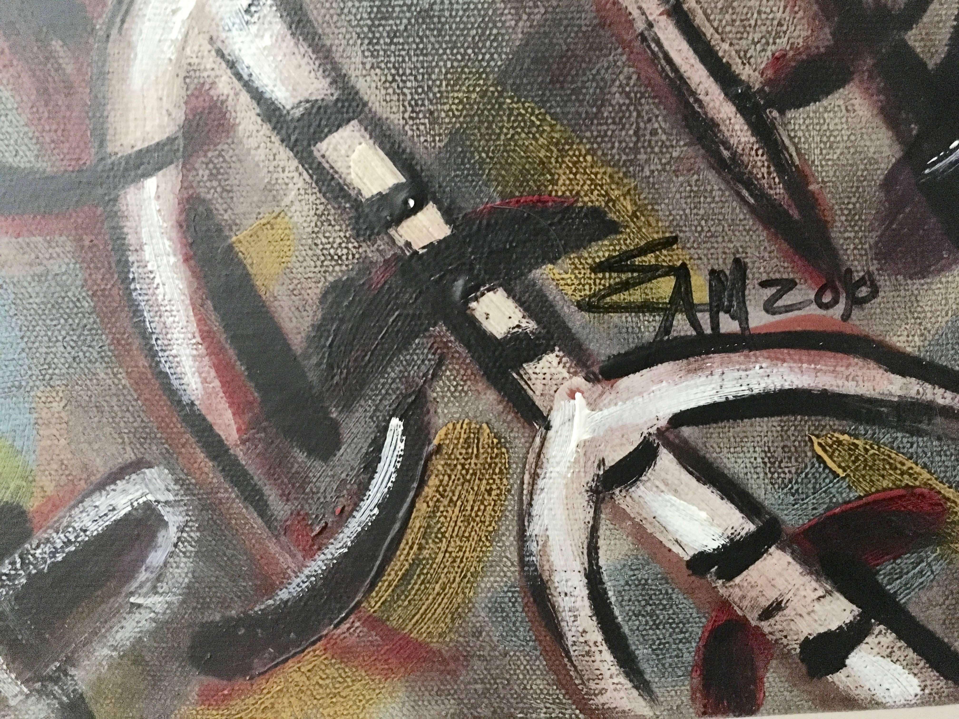 L'artista cubano Emilio Martinez Pittura senza titolo - Painting Moderno di Emilio Adan Martinez