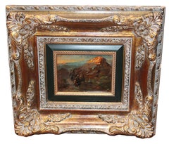 Galloping Riders Oil Painting on Panel, Framed, Signed, 1930s