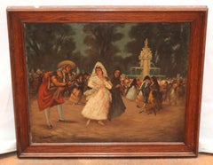 «Tarde en la peregrinación». Óleo sobre lienzo, enmarcado, firmado, década de 1930