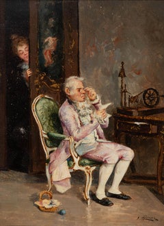 Emilio Álvarez Díaz "Surprised Gentleman", Early 20th Century Oil on Wood